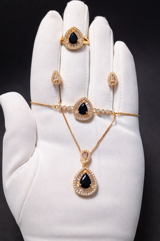 Royal Noir Teardrop Jewelry Set