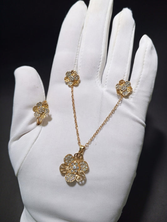 Golden Blossom Crystal Set