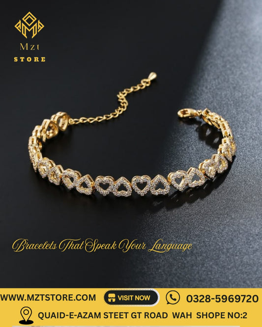Luxury Heart Link Gold Bracelet