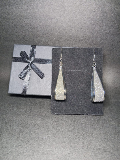 Silver Glitter Drop Earrings ✨
