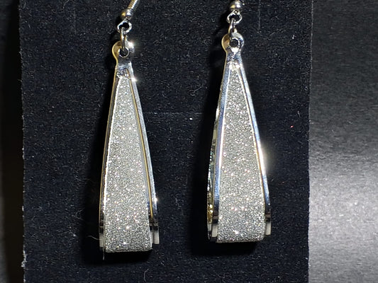 Silver Glitter Drop Earrings ✨