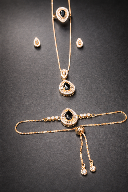 Royal Noir Teardrop Jewelry Set