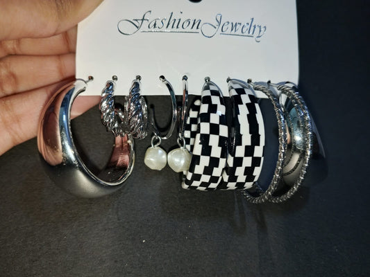 Stainless Steel Unique Earring Set (Pack of 6 Pairs)