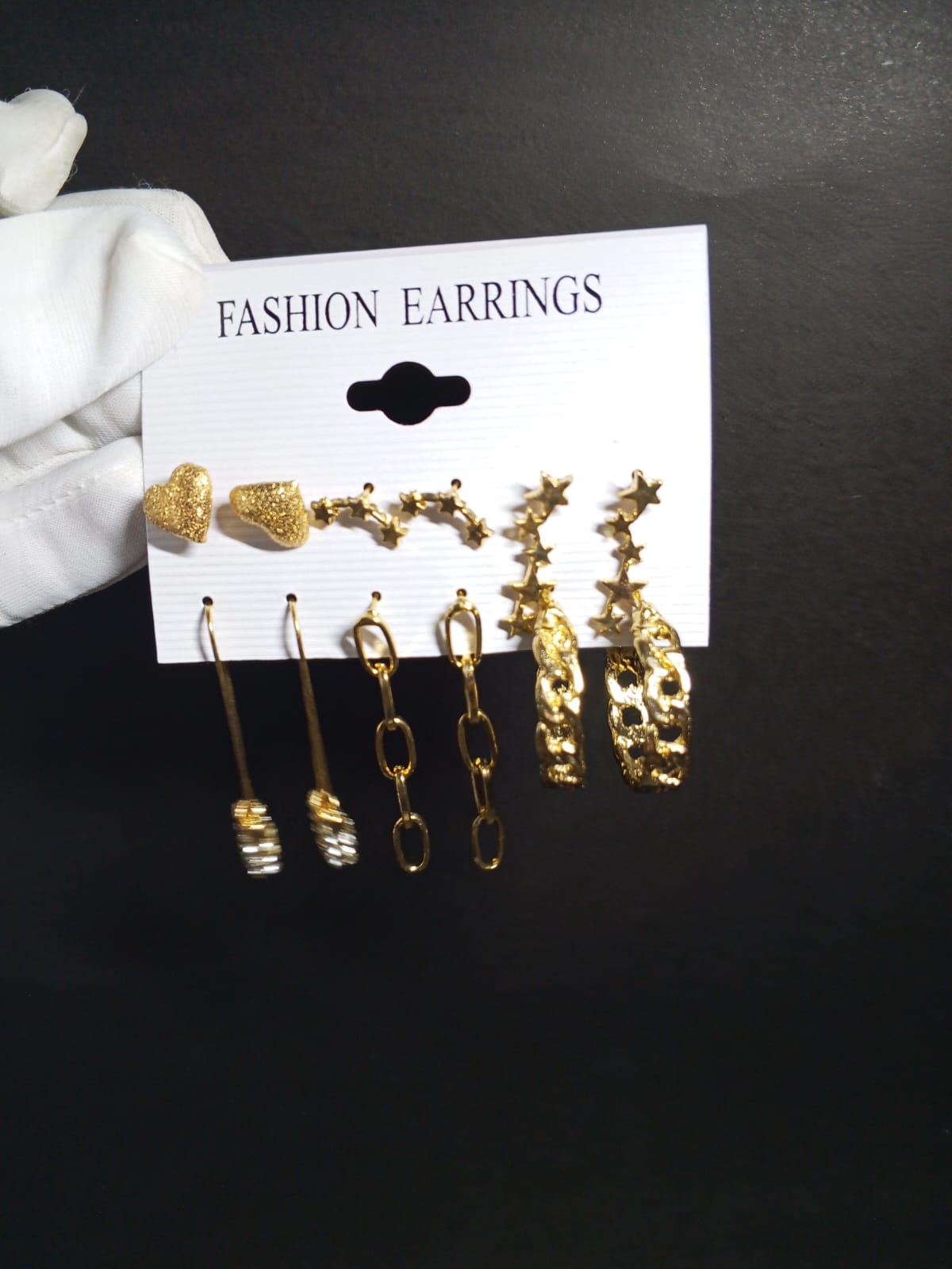 Sparkling Heart Studs Earrings Set (6 PAIRS)