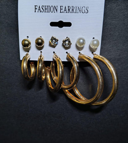 Stainless Steel Earrings (Pack of 6 Pairs)